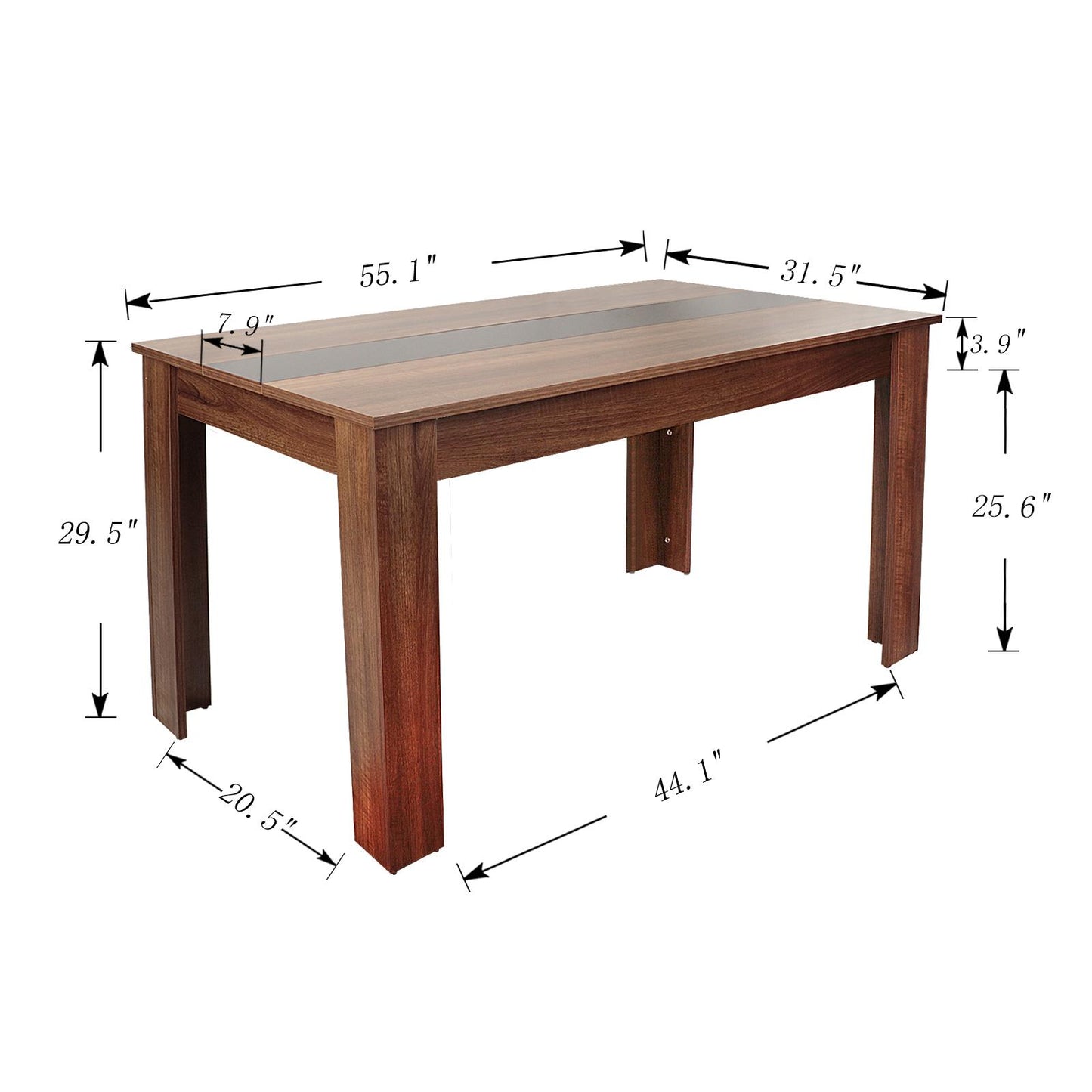 GIVENUSMYF European dining table Height 29.5" Particleboard dark wood with melamine beech wood grain