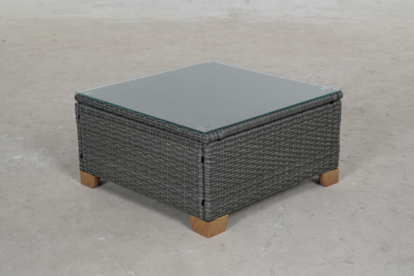 Removable Wicker Square Glass Coffee Table