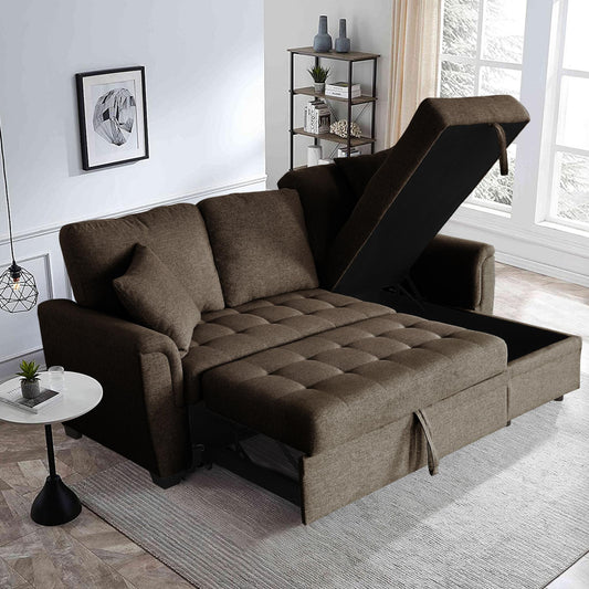 2049 Storage Sofa Bed Tufeted Cushion with 2 Pillows