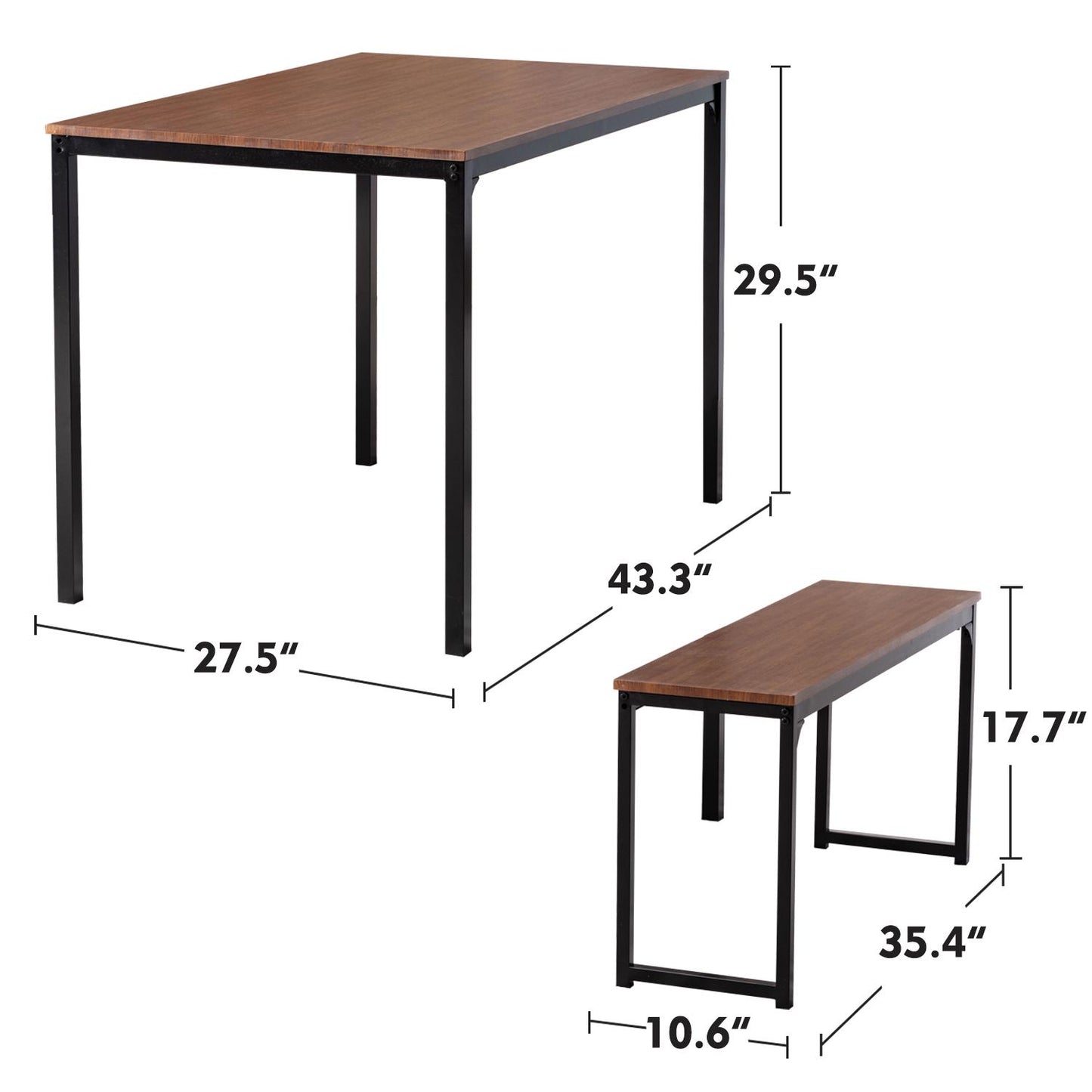 Morden charming style dining table set with a tatble and two benches for kichen, diniing room