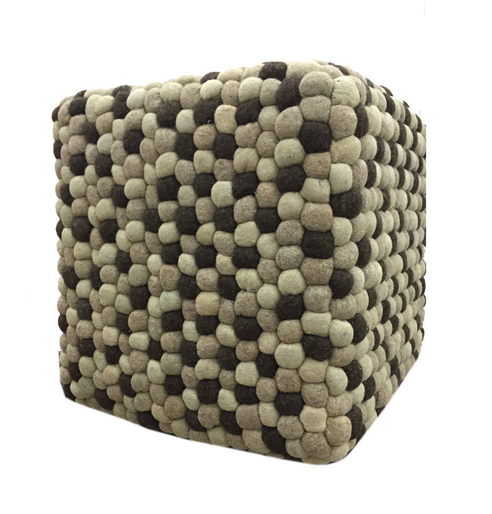 Handmade Woolen Pebble Pouf | Brown Natural