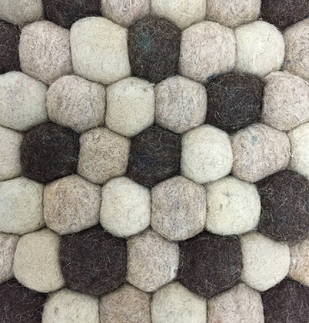 Handmade Woolen Pebble Pouf | Brown Natural